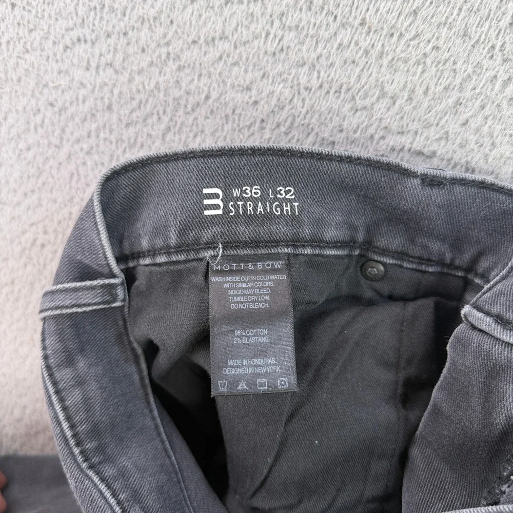 Mott & Bow Jeans Mens 36x32 Gray Straight Fit Faded Dark Wash Denim Pants